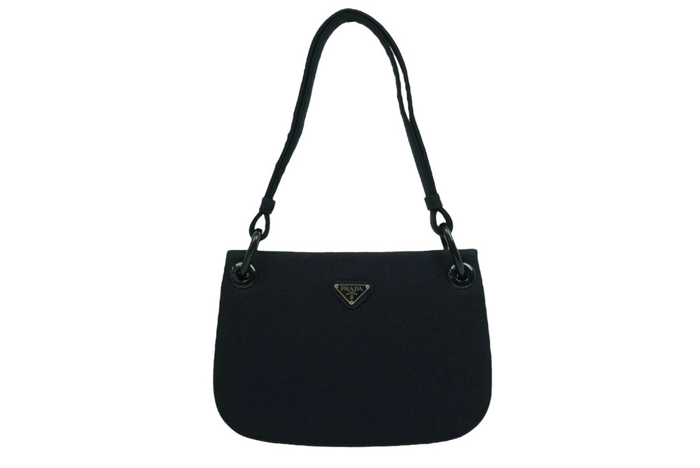 Prada Handbag Hobo bag triangular plate polyurethane Navy Blue